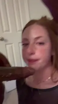 Showing her hubby how she loves choking on black dick WhiteGirl_Sucking_BBC